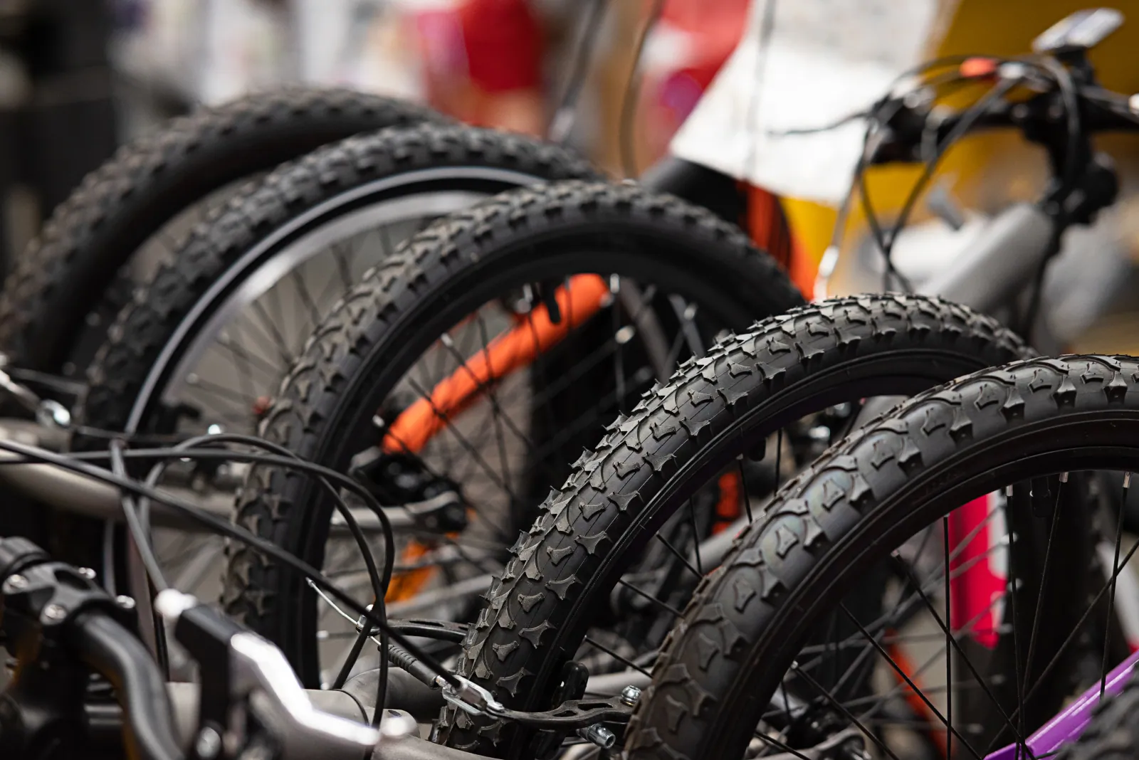 Wholesale hardtail mountain bike on a workshop bench, ready for retail badging